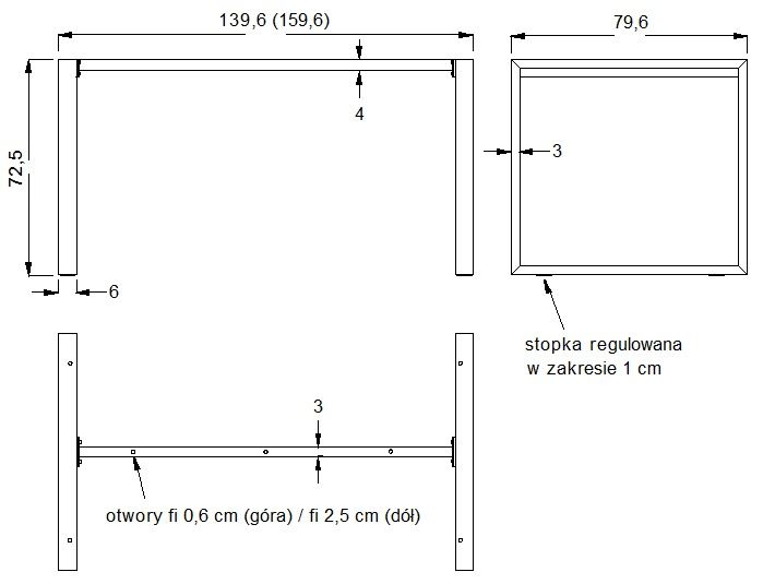 Stelaż Skręcany Do Stołu I Biurka Ef Ny 131 Biały 1396x796 Cm