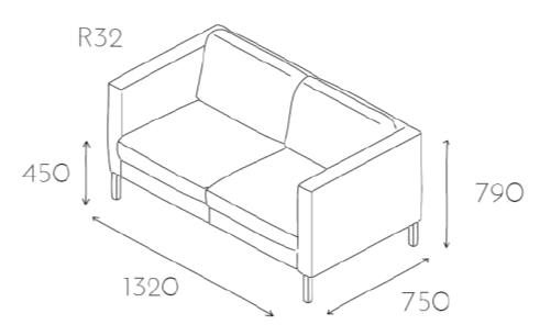 Sofa konferencyjna Platinium R32 - 2-osobowa
