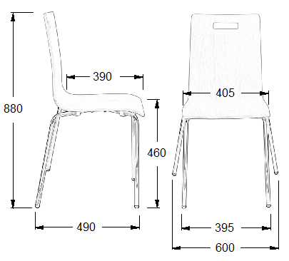 krzesło na stelażu chromowanym, kubełek ze sklejki BUK