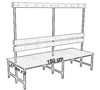 dwustronna z oparciem i wieszakami 150 cm