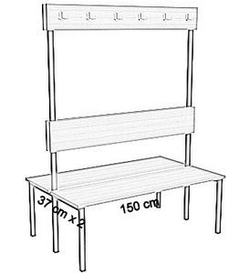 dwustronna z oparciem i wieszakami płyta 150 cm