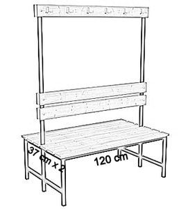 dwustronna z oparciem i wieszakami 120 cm
