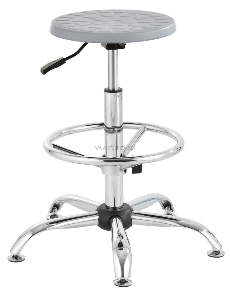 Taboret laboratoryjny wysoki - popiel/chrom, podstawa chromowana
