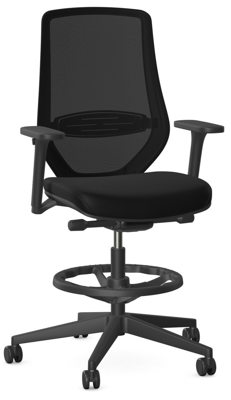 BALANCE Fotel obrotowy z podnóżkiem czarny