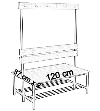 dwustronna z oparciem, wieszakami i półką 120 cm