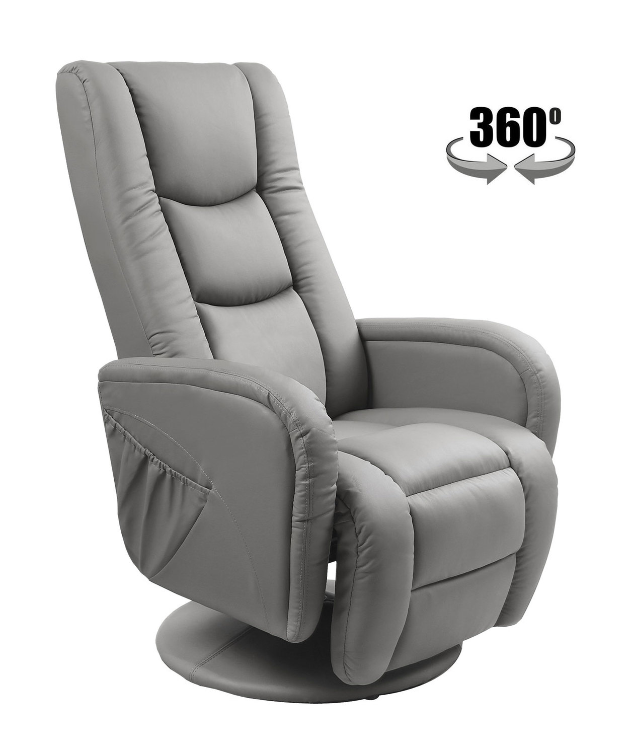PULSAR recliner fotel z funkcją masażu i obrotu popielaty