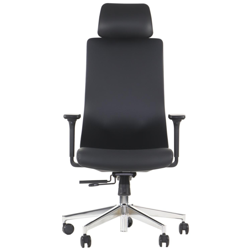 AKCENT PU Fotel biurowy obrotowy/czarny podstawa chromowana