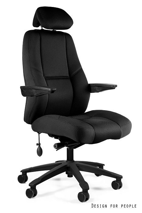 Fotel obrotowy dyspozytorski ATLAS z atestem do pracy 24/7 Tkanina HY2095-15 Czarna