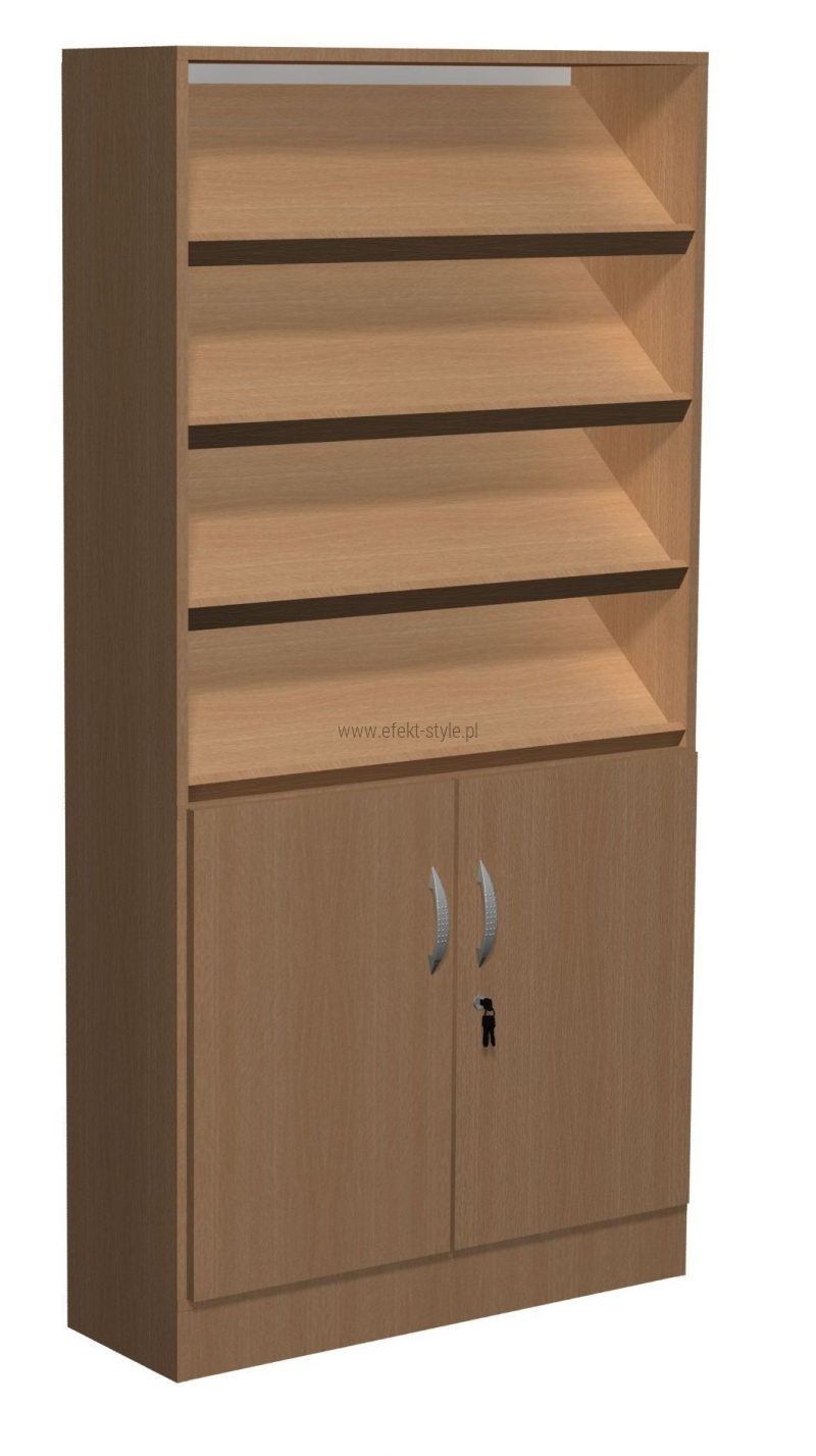 Regał biblioteczny skośne półki i szafka B