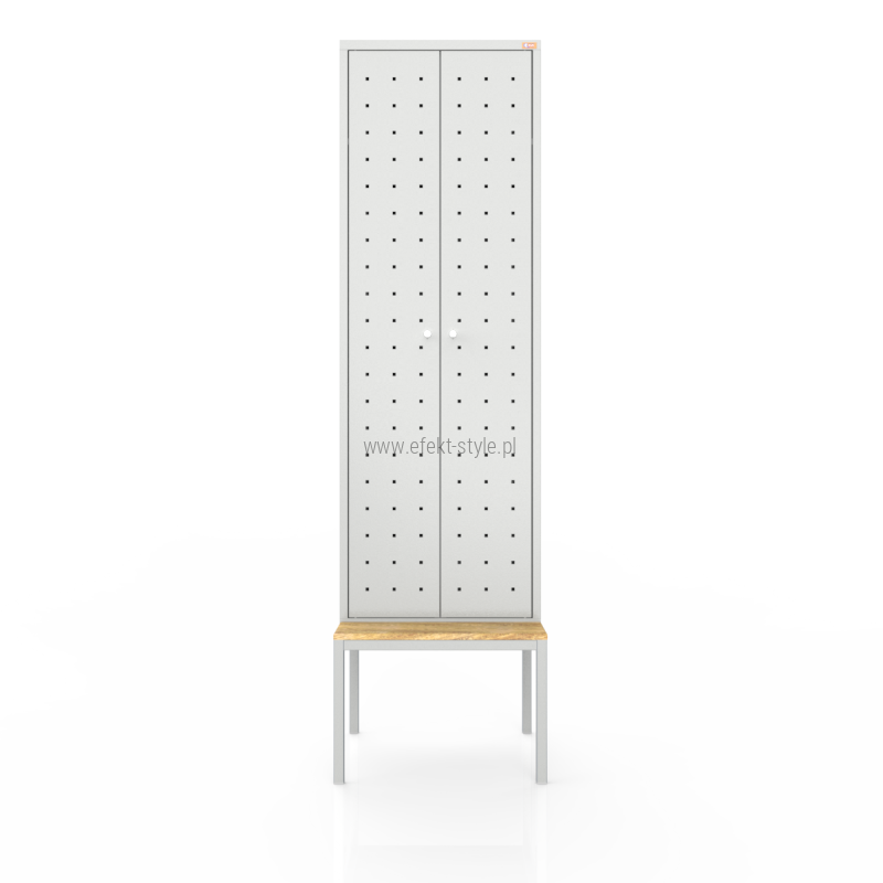 Szafa metalowa ubraniowa z perforacją i ławką BHP/2/2ŁP