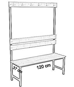 jednostronna z oparciem i wieszakami 120 cm
