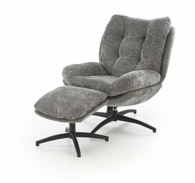 PESTO fotel z podnóżkiem / obrotowy / funkcja kołyski, popielaty