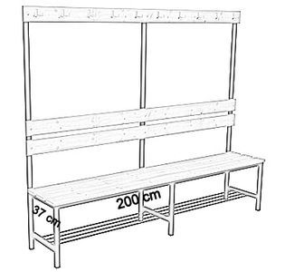 jednostronna z oparciem, wieszakami i półką 200 cm