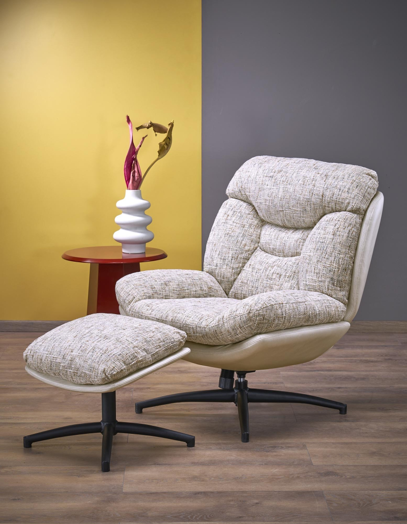 KRONOS fotel  z funkcją kołyski z podnóżkiem, beżowy / wielobarwny