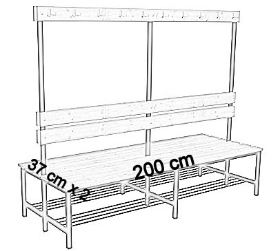 dwustronna z oparciem, wieszakami i półką 200 cm