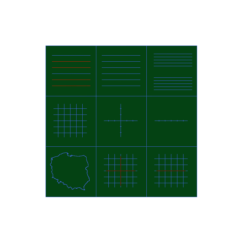 Liniatura na tablicy lakierowanej zielonej typu A