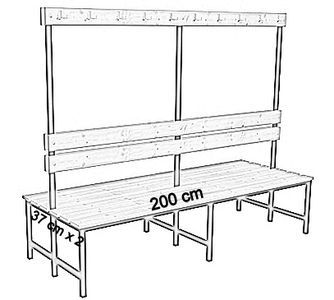dwustronna z oparciem i wieszakami 200 cm