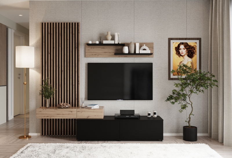 CAMINO zestaw mebli, kolor: dąb artisan - czarny