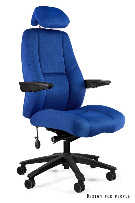 Fotel obrotowy dyspozytorski ATLAS z atestem do pracy 24/7 Tkanina HY2095-30 Niebieska