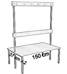 dwustronna z oparciem i wieszakami deska sosnowa 150 cm