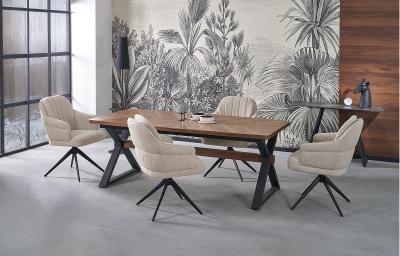 BARON stół rozkładany, orzechowy / czarny