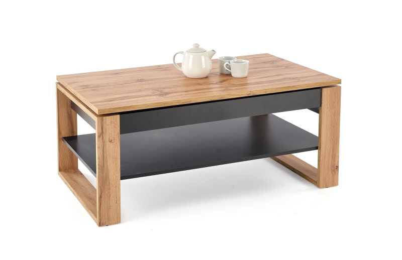 BETTY ława z podnoszonym blatem dąb artisan / czarny