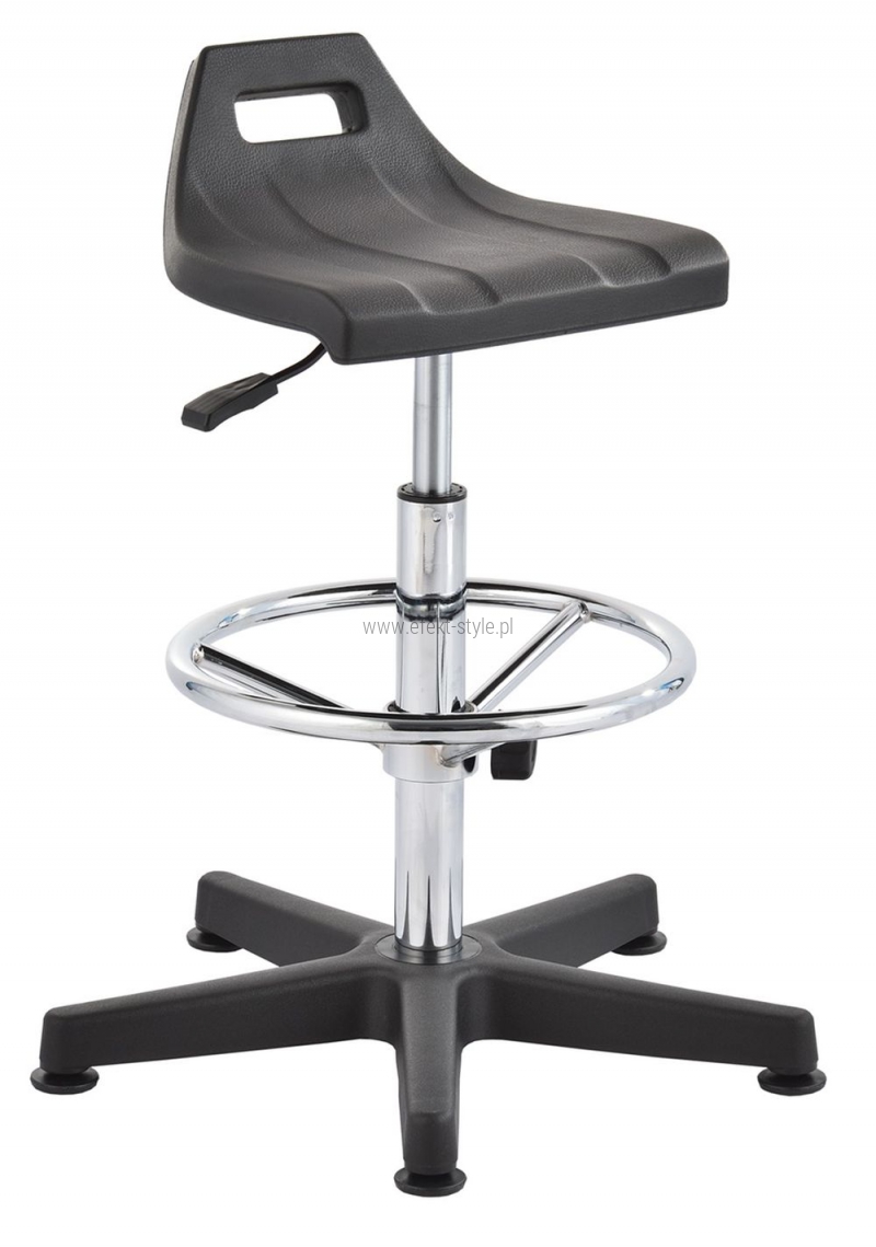 Hoker/Taboret laboratoryjny wysoki - z podnóżkiem chrom