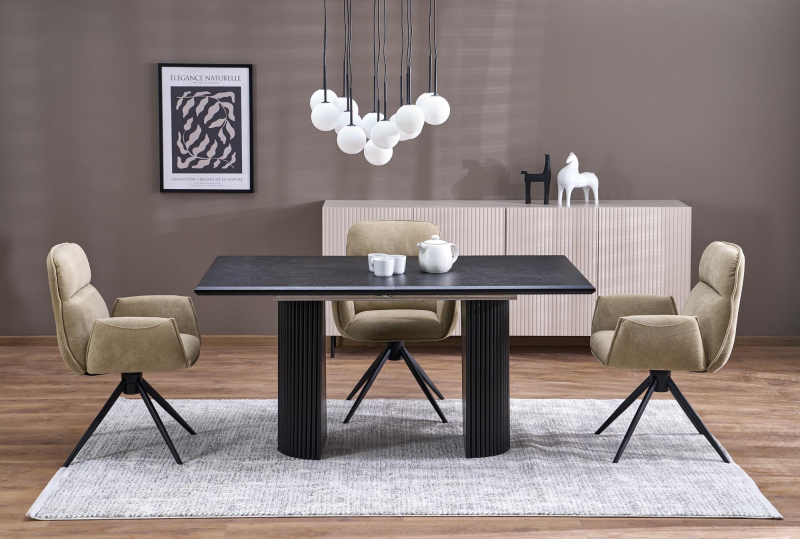 BOLERO stół rozkładany 160-250x90x78 cm dąb naturalny/czarny