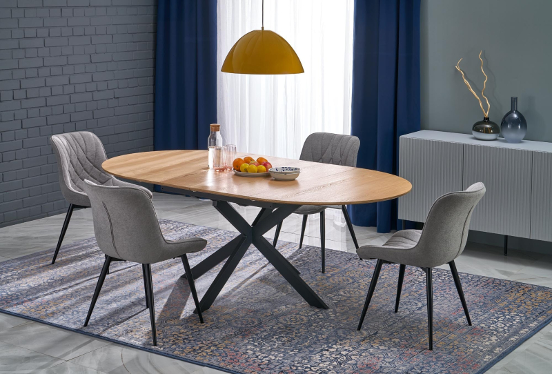 ACORD stół rozkładany 120-200 x 120 x 75 cm, naturalny / czarny