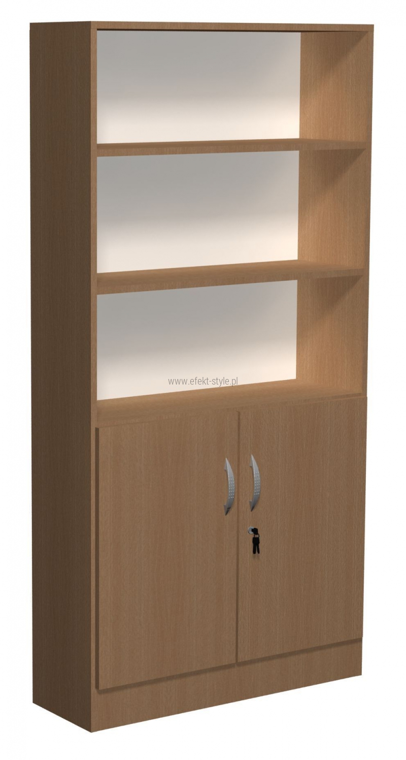Regał biblioteczny proste półki i szafka D