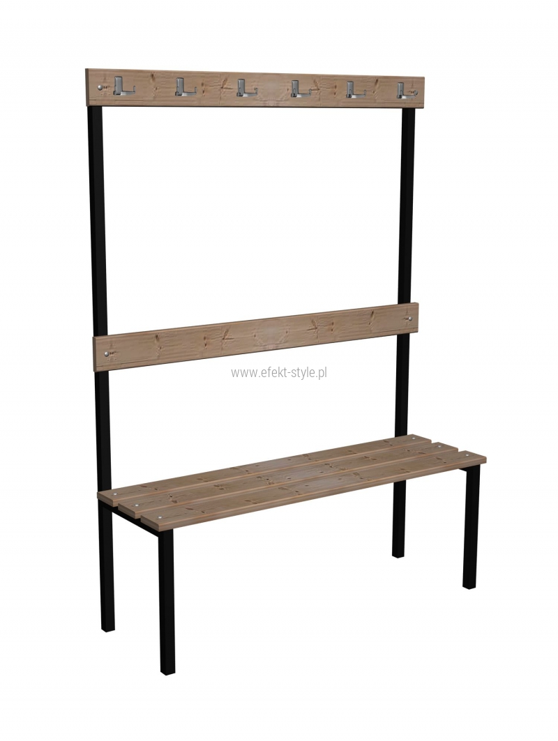 Ławka korytarzowa Classic z oparciem i wieszakami długości 1m, 1,5m z desek