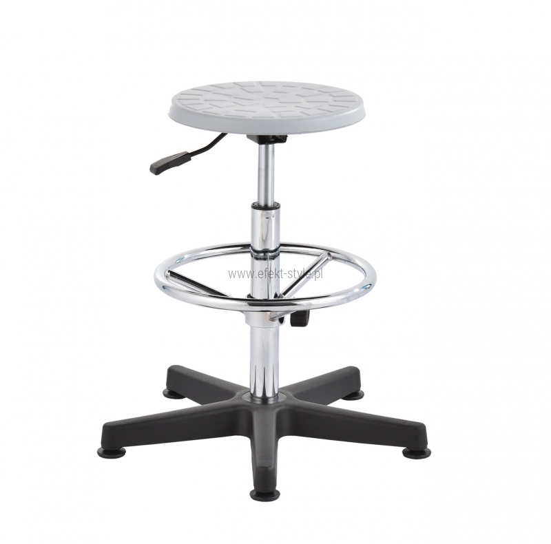 Taboret laboratoryjny wysoki - popiel/chrom
