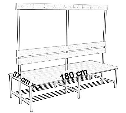 dwustronna z oparciem, wieszakami i półką 180 cm