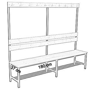 jednostronna z oparciem, wieszakami i półką 180 cm