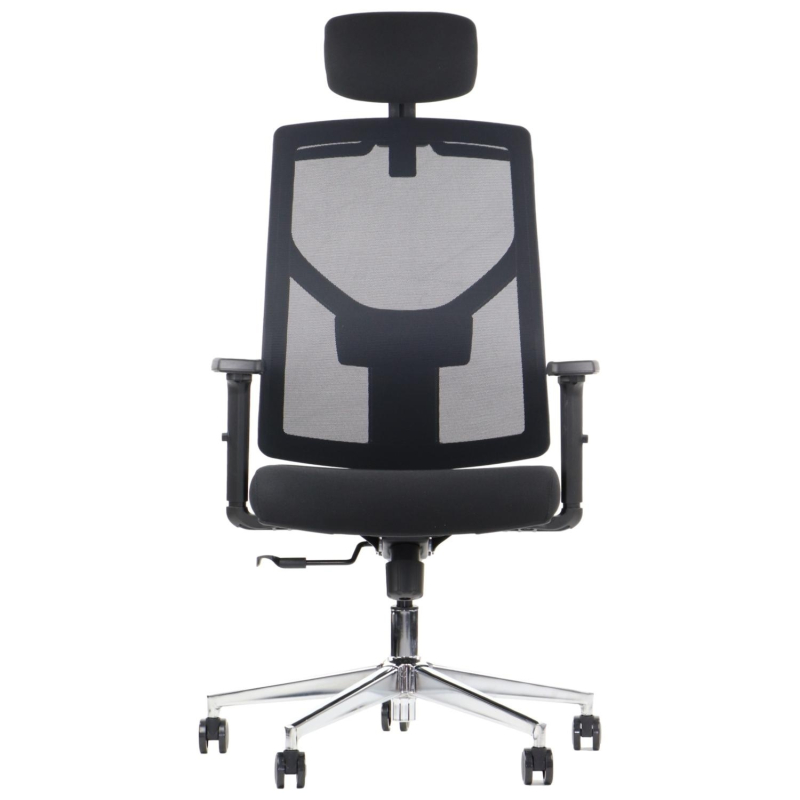 CURTIZ Fotel biurowy obrotowy czarny podstawa chromowana