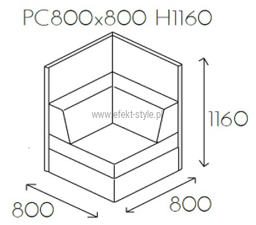 Siedzisko narożne PL@NET PC800x800 H1160