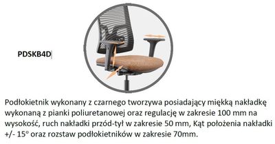Fotel biurowy SKILL SKNB atest wytrzymałości do 150 kg - regulacja 4D