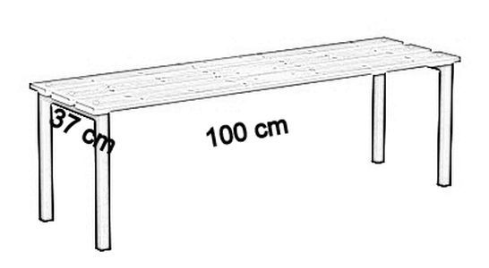 Ławka korytarzowa Classic bez oparcia długości 1m, 1,5m z desek - jednostronna bez oparcia deska sosnowa 100 cm