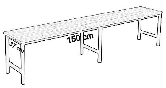 Ławka korytarzowa Classic bez oparcia długości 1m, 1,5m z płyty - jednostronna bez oparcia 150 cm