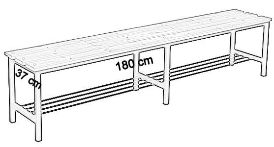 Ławka korytarzowa Premium bez oparcia z półką długości 1m, 1,2m, 1,5m, 1,8m, 2,0m - jednostronna bez oparcia z półką 180 cm