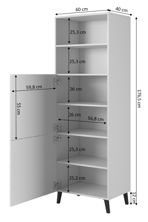 ABETO WITRYNA 60 grafit mat/ grafit połysk