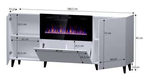 PAFOS KOMODA EF 180 Z KOMINKIEM BIAŁY MAT/ BIAŁY MAT