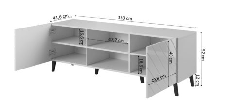 ABETO szafka RTV 150 biały mat/ biały połysk