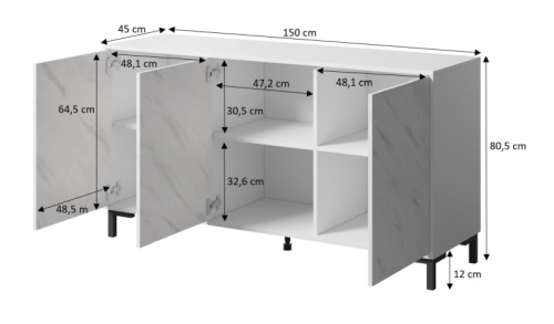 MARMO komoda KOM150/3D biały