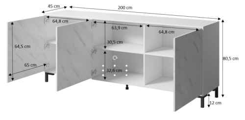 MARMO komoda KOM200/4D czarny