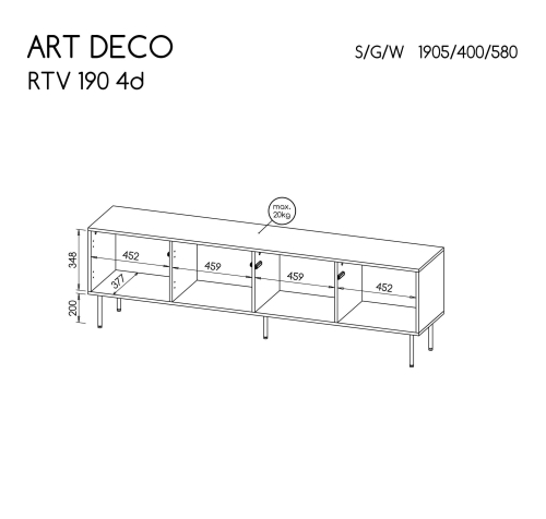 ART DECO szafka RTV 4D orzech warmia