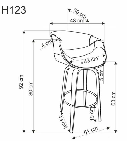 H123 hoker czarny / orzechowy