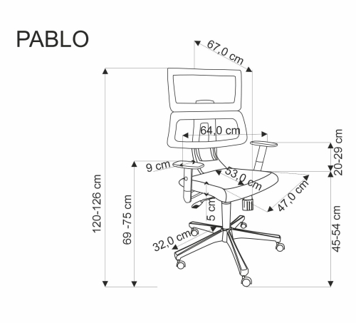 PABLO fotel gabinetowy popielaty / czarny