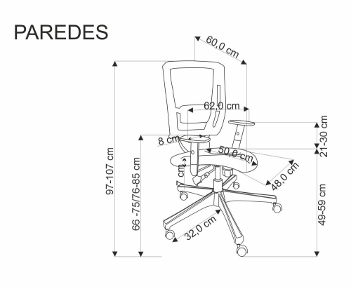 PAREDES fotel obrotowy czarny - atestowany