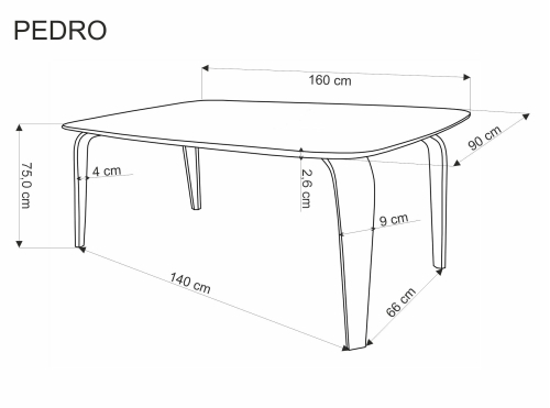 PEDRO stół, blat - orzechowy, noga - czarny